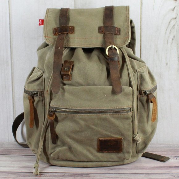 Augur Other - AUGUR Men's Brown Canvas Travel Backpack Bag